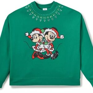 Santa Mickey and Minnie Mouse Holiday Pullover Sweatshirt for Women - NWT!